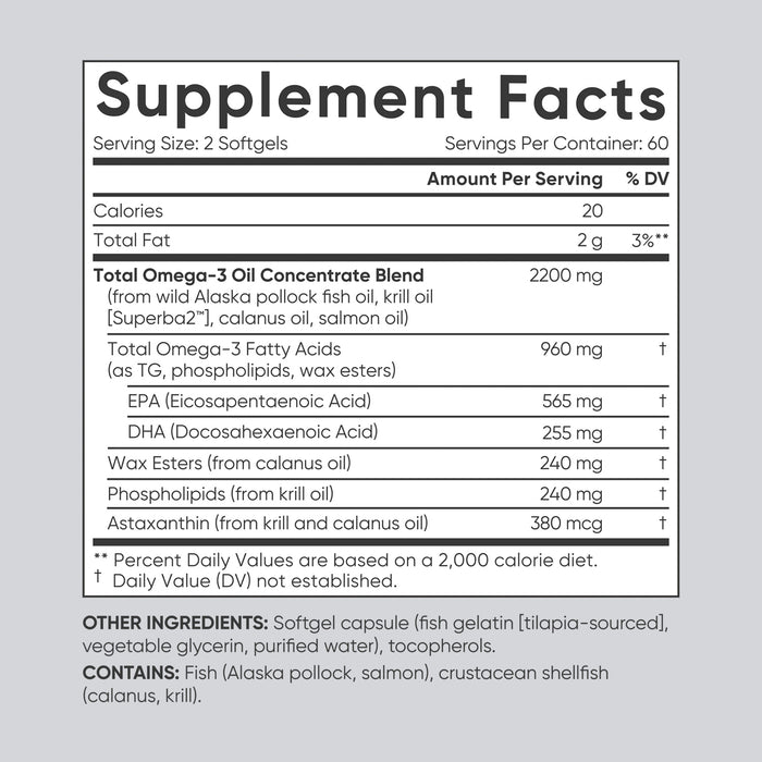 Sports Research Aceite de Pescado Omega‑3 Total, 960 mg EPA+DHA, 120 Cápsulas Blandas