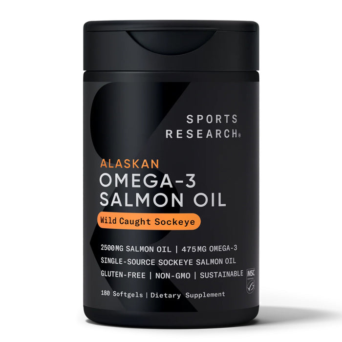 Sports Research Aceite de Salmón Sockeye Salvaje de Alaska, 2500 mg EPA+DHA, 180 Cápsulas Blandas