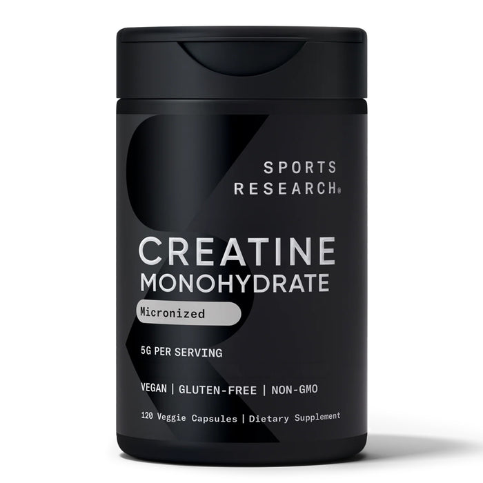 Sports Research Monohidrato de Creatina 5 g por Porción, 120 Cápsulas