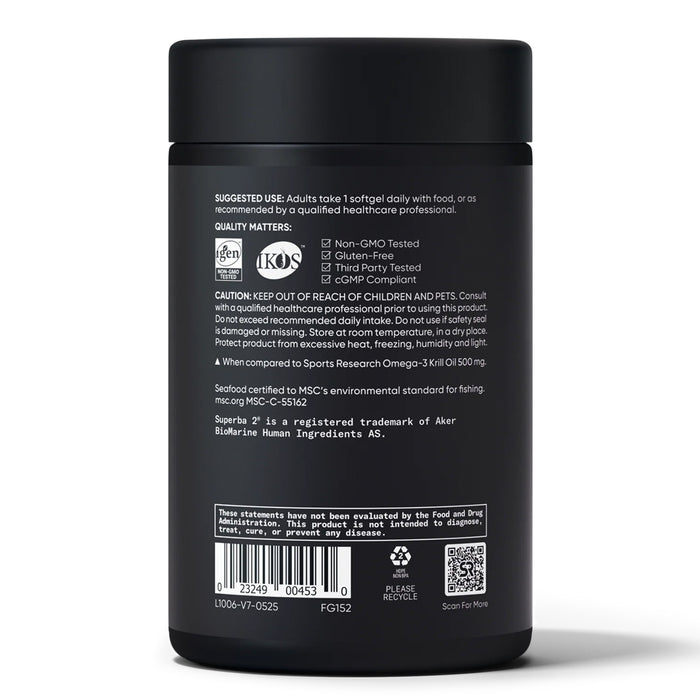 Sports Research Omega‑3 Krill Oil 1000 mg con Astaxantina, 60 Cápsulas Blandas