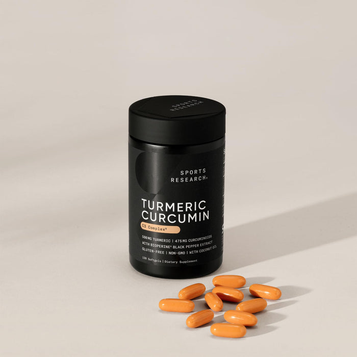 Sports Research Cúrcuma Curcumina C3 Complex 500 mg con Pimienta Negra y Aceite de Coco Orgánico, 60 Cápsulas
