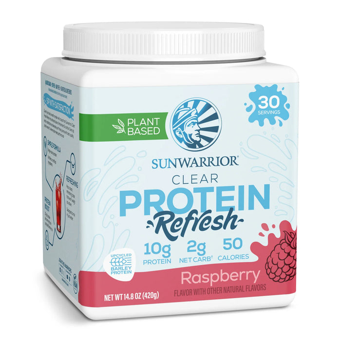 Sunwarrior Proteína Transparente Vegana en Polvo, Sabor Frambuesa, 420 g, 30 Porciones, Sin OMG