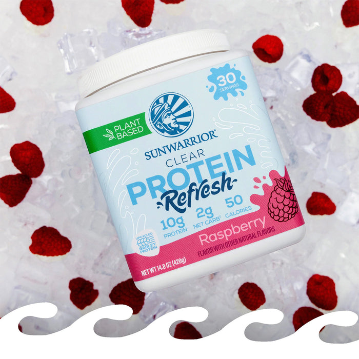 Sunwarrior Proteína Transparente Vegana en Polvo, Sabor Frambuesa, 420 g, 30 Porciones, Sin OMG