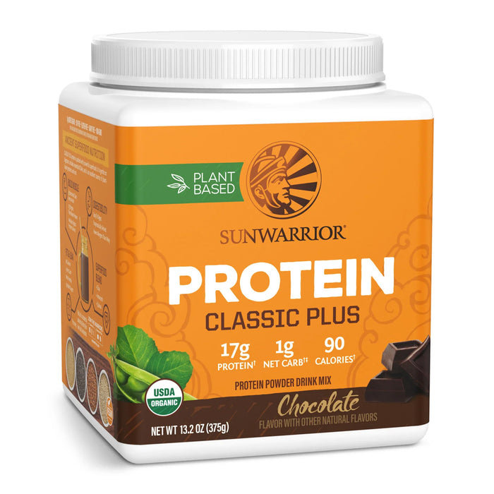 Sunwarrior Classic Plus Proteína Orgánica en Polvo, Chocolate, 750 g, Vegana, Sin OMG