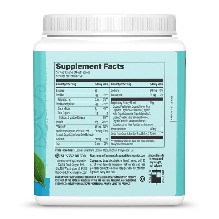 Sunwarrior Péptidos de Proteína Constructora de Colágeno, Sin Sabor, 500 g, Vegana, Sin OMG