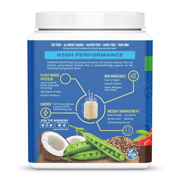 Sunwarrior Warrior Blend Proteína Vegana en Polvo, Chocolate, 15 Porciones, Sin OMG
