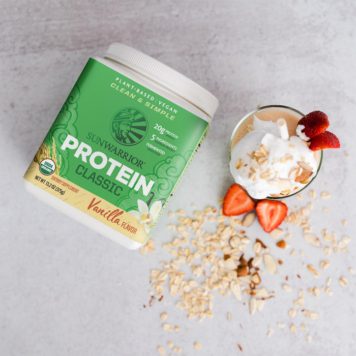Sunwarrior Classic Proteína Orgánica en Polvo, Vainilla, 375 g, Vegana, Sin OMG