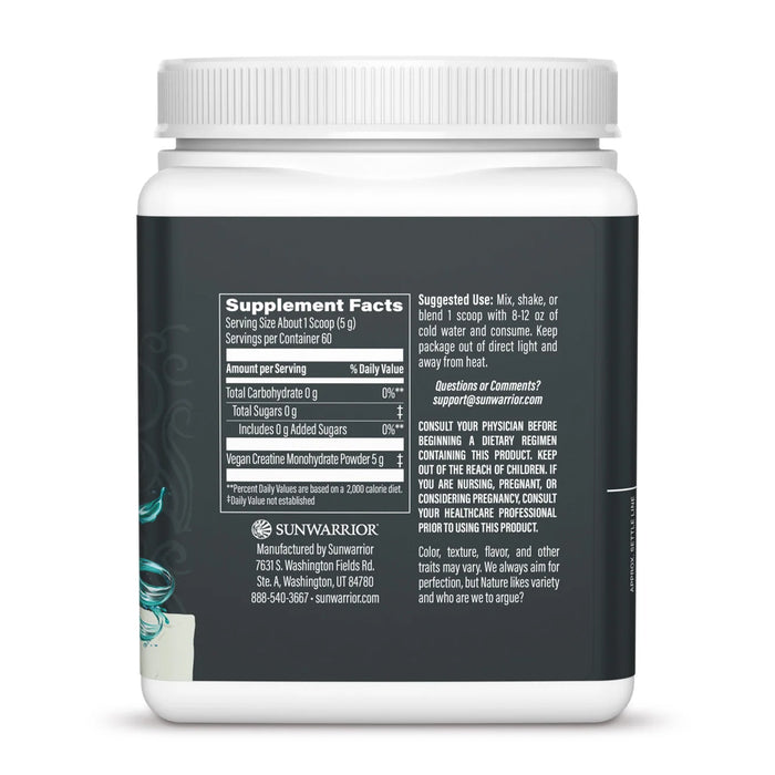 Sunwarrior Active Creatina Monohidratada en Polvo, Sin Sabor, 300 g, Vegana, Sin OMG