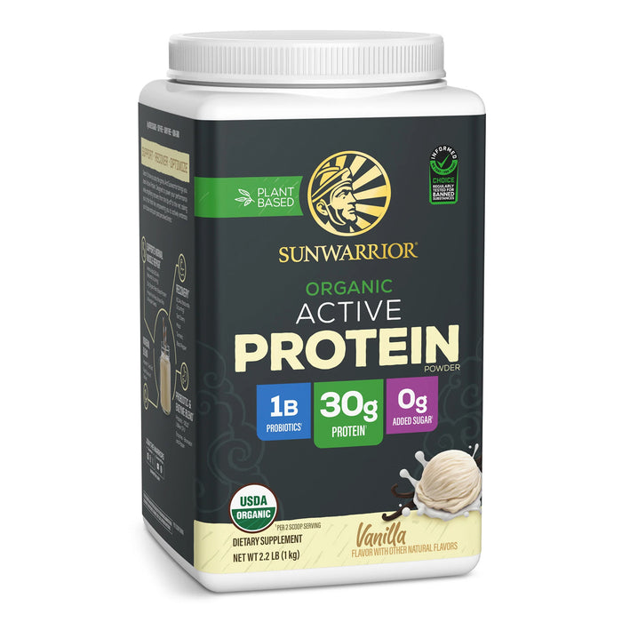 Sunwarrior Sport Proteína Activa Orgánica en Polvo, Vainilla, 35.2 oz (1 kg), Vegana, Sin OMG