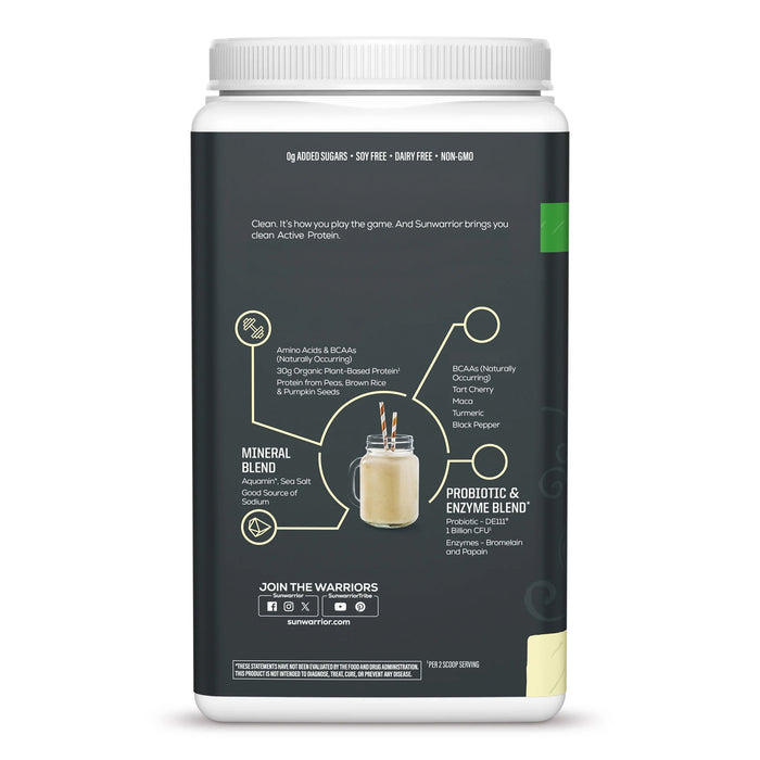 Sunwarrior Sport Proteína Activa Orgánica en Polvo, Vainilla, 35.2 oz (1 kg), Vegana, Sin OMG