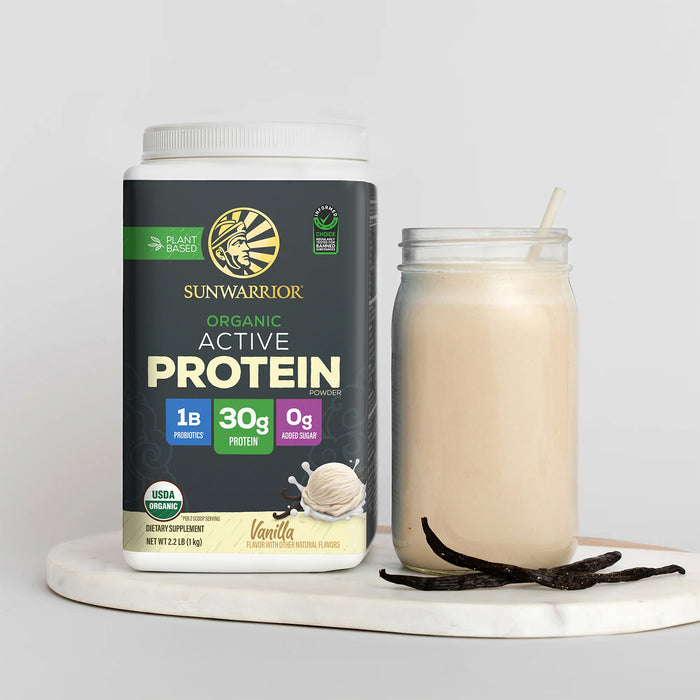 Sunwarrior Sport Proteína Activa Orgánica en Polvo, Vainilla, 35.2 oz (1 kg), Vegana, Sin OMG