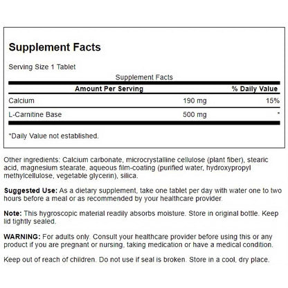 Swanson Suplemento de Carnitina Potenciada Con Calcio, 100 tabletas