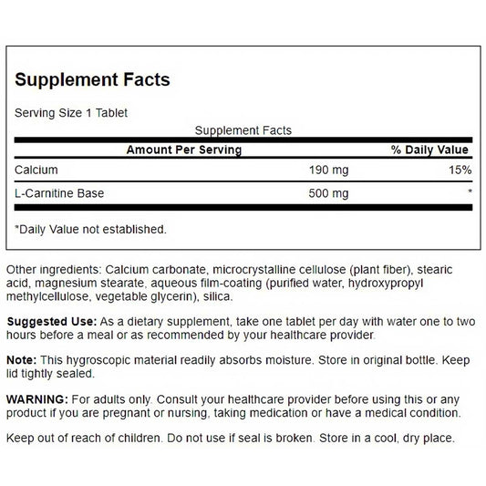 Swanson Suplemento de Carnitina Potenciada Con Calcio, 100 tabletas
