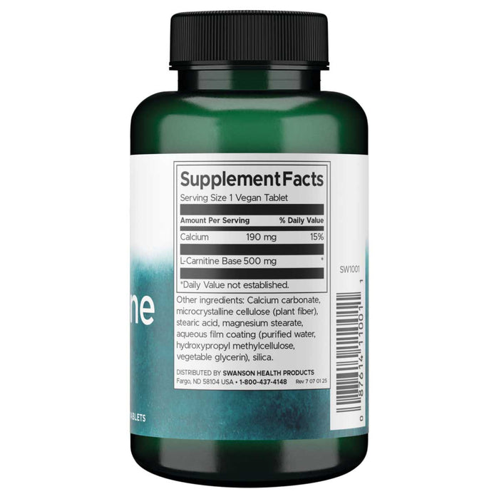Swanson Suplemento de Carnitina Potenciada Con Calcio, 100 tabletas