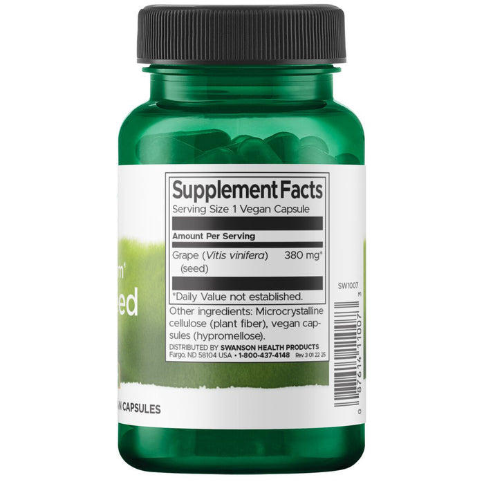 Swanson Premium Suplemento de Semilla de uva 380 mg, 100 cápsulas