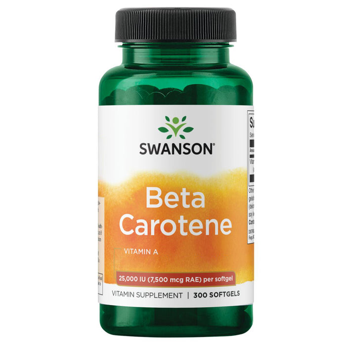 Swanson Vitamina A - Betacaroteno 25,000 Iu (7,500 Mcg Rae), 300 cápsulas