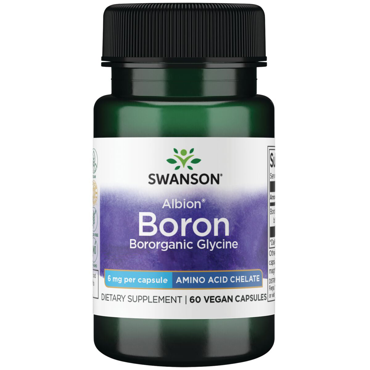 Swanson Suplemento de Albión Boro Glicina Bororgánica, 6mg por cápsula, 60 cápsulas para 2 meses