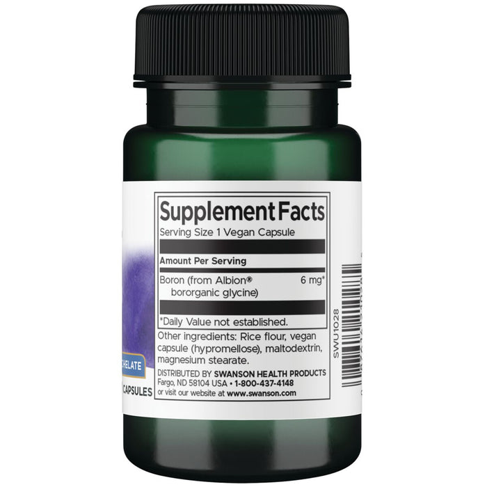Swanson Suplemento de Albión Boro Glicina Bororgánica 6mg, 60 cápsulas