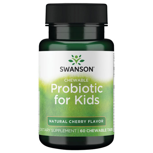 Swanson Probioticos para niños 3 Billion, 60 masticables sabor cereza