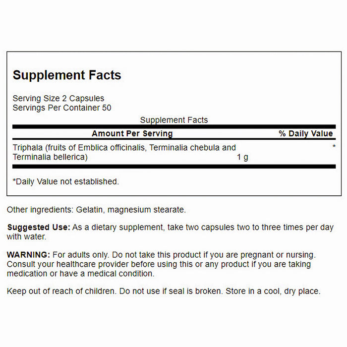 Swanson Suplemento de Triphala 500 mg, 100 Cápsulas