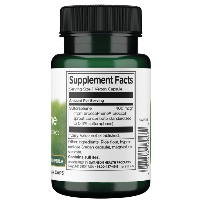 Swanson Suplemento de Sulforafano de brócoli 400 mcg, 60 Cápsulas