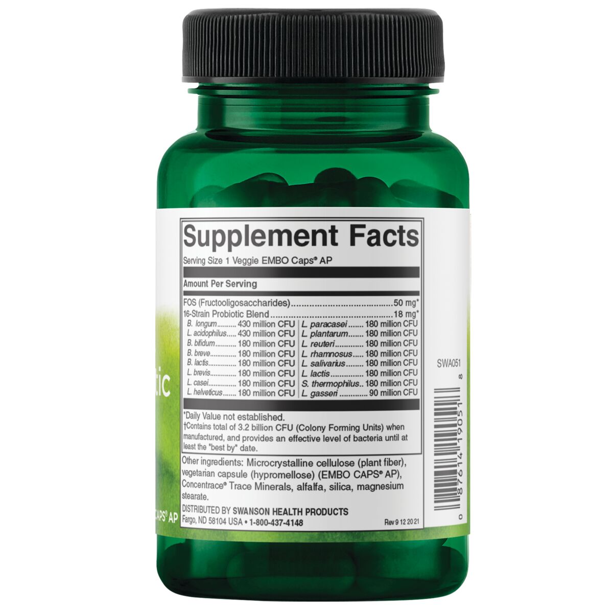 Swanson Dr. Stephen Langer's Ultimate 16 Strain Probiotic con FOS, 3.2 billones CFU, 60 cápsulas