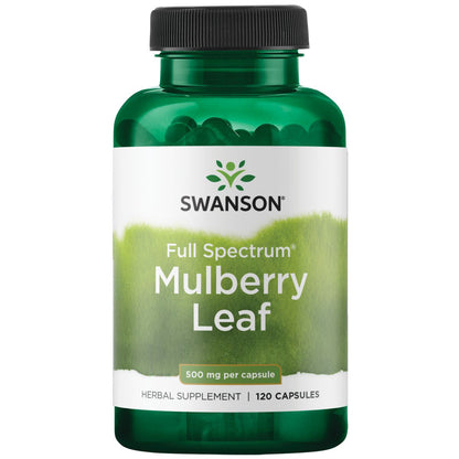 Swanson Suplemento de Hojas de Morera, 500 mg por cápsula, 120 cápsulas para 2 meses