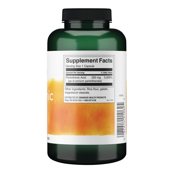 Swanson Acido Pantotenico Vitamina B5 250 mg, 250 cápsulas