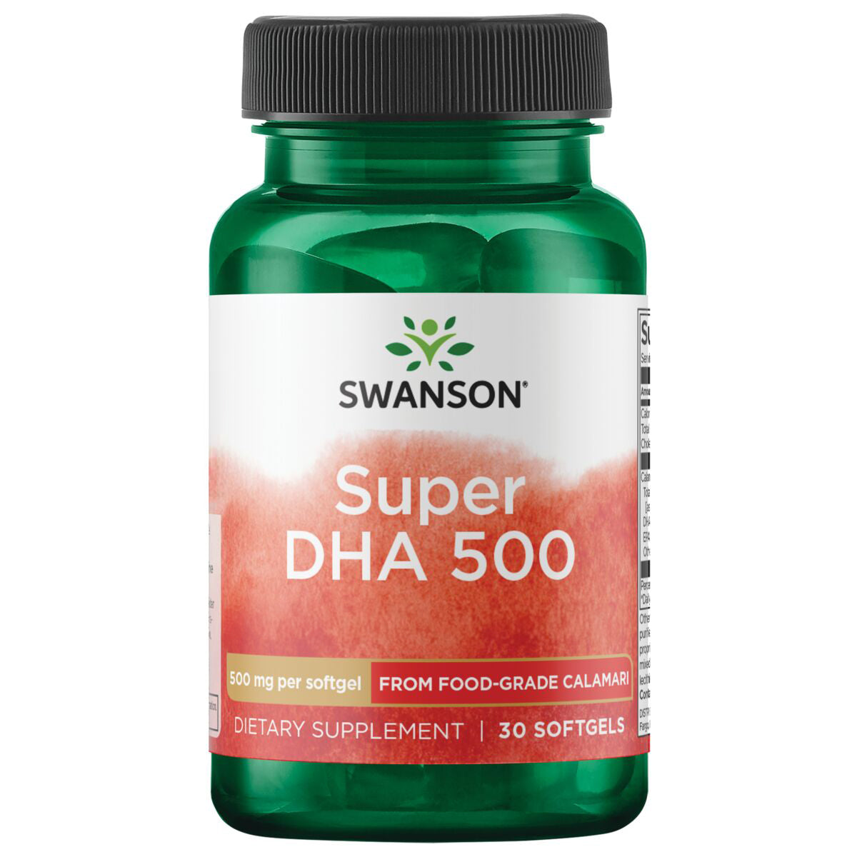 Swanson Super DHA 500 de calamar, 500 Mg por cápsula, 30 Cápsulas para 1 mes