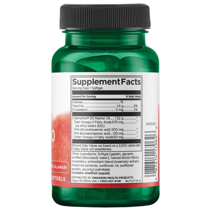 Swanson Super DHA 500 de calamar, 500 Mg por cápsula, 30 Cápsulas para 1 mes