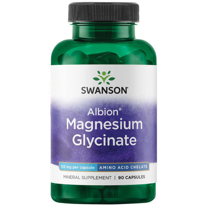 Swanson Suplemento Magnesio Glicinato Quelado Albión 133 mg, 90 cápsulas