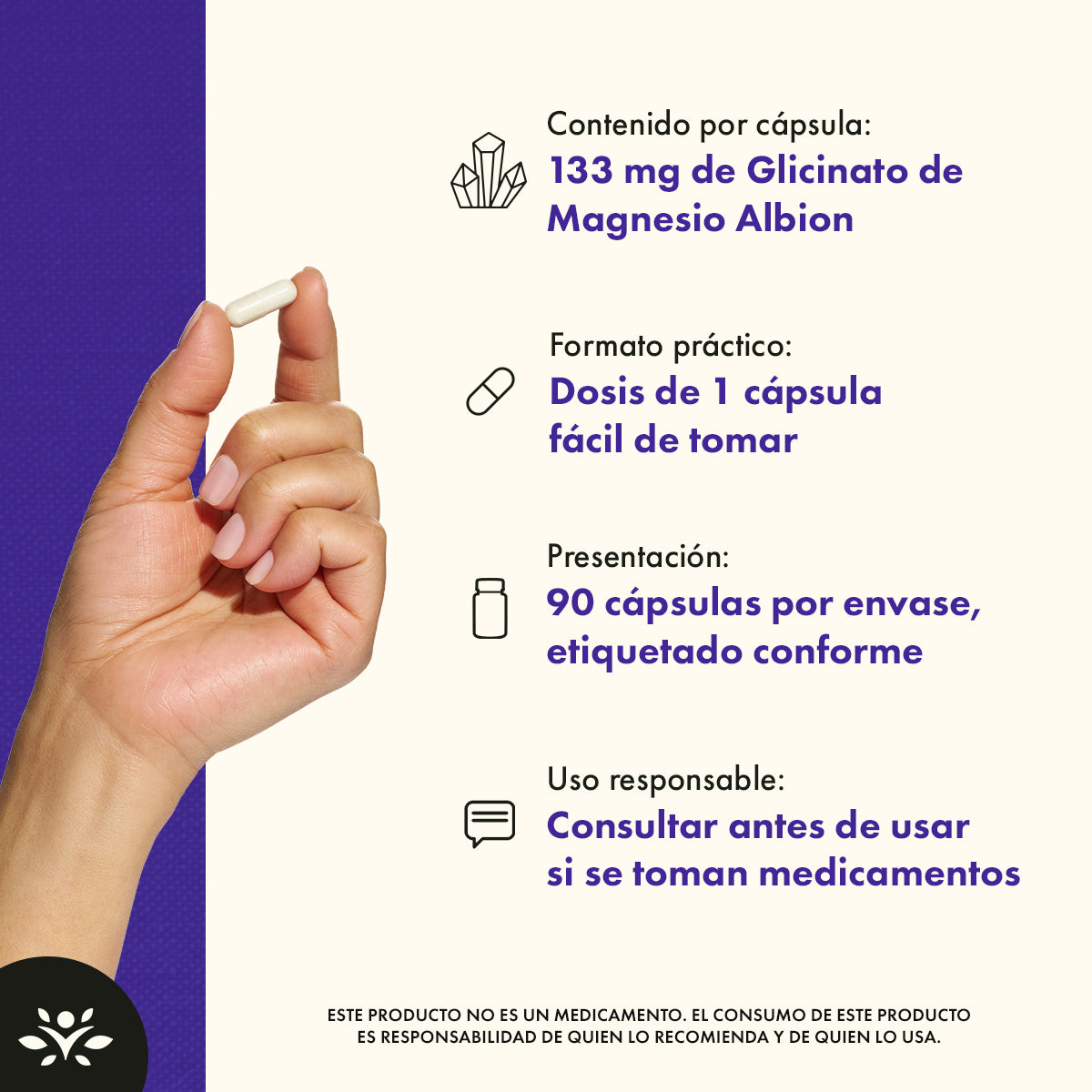 Swanson Suplemento Magnesio Glicinato Quelado Albión 133 mg, 90 cápsulas