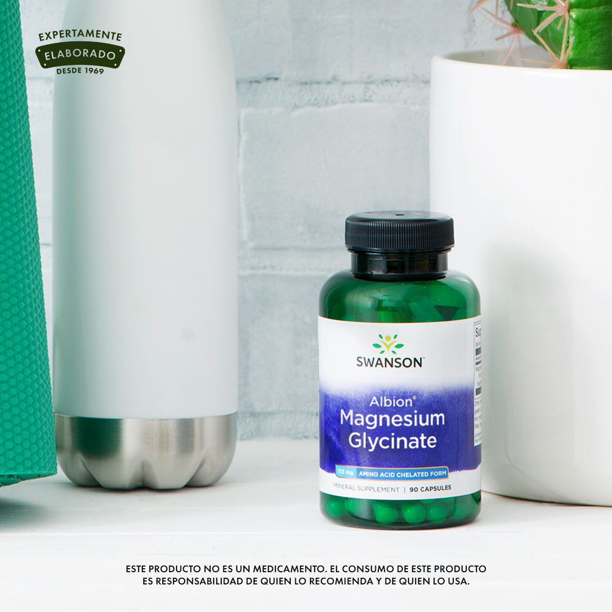Swanson Suplemento Magnesio Glicinato Quelado Albión 133 mg, 90 cápsulas