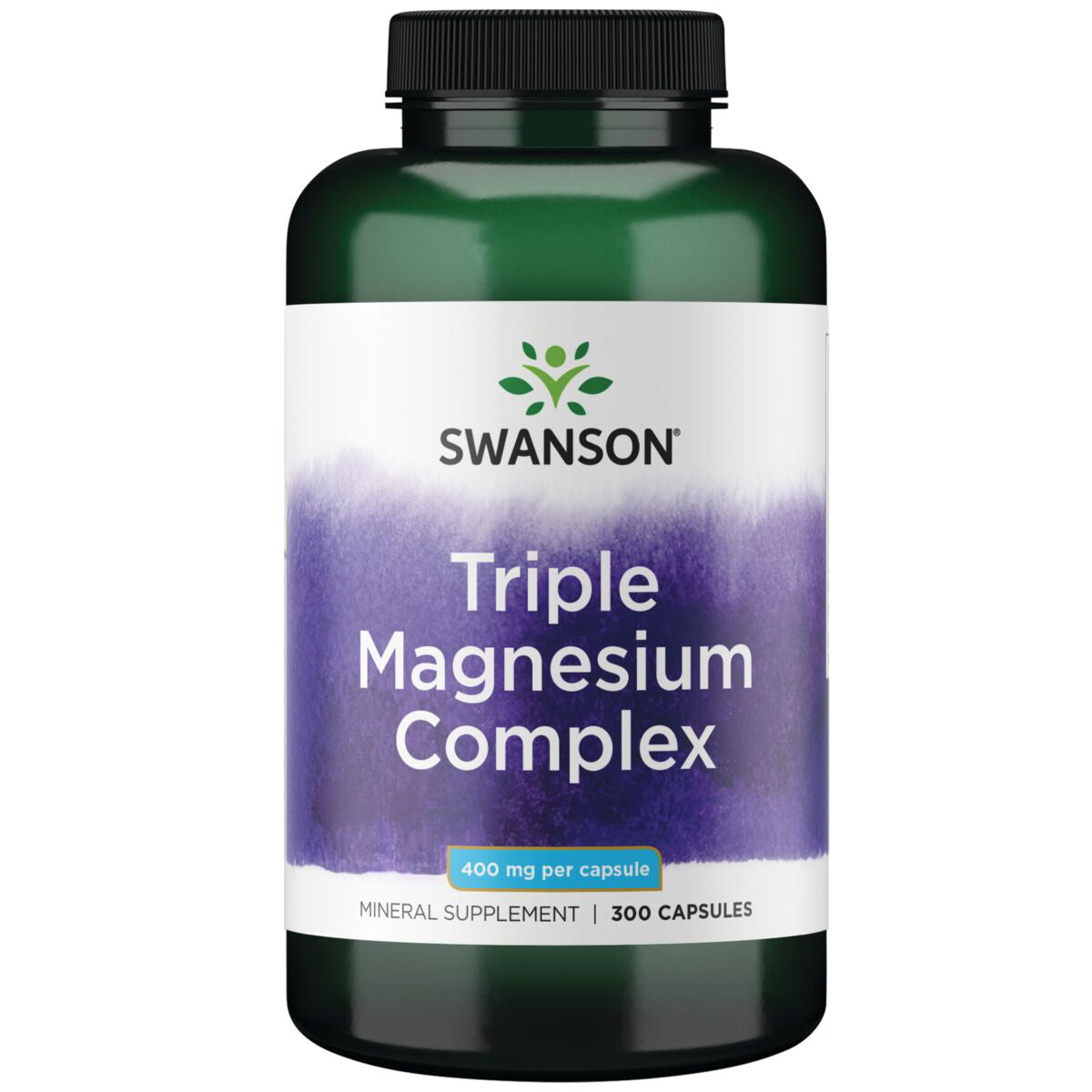 Swanson Suplemento Complejo de magnesio triple, 400 Mg por cápsula, 300 Cápsulas para 9 meses