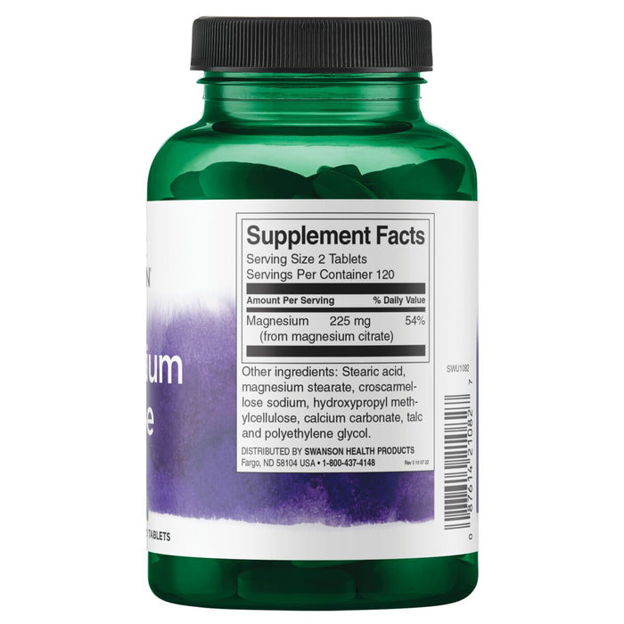 Swanson Suplemento Citrato de Magnesio 112.5 Mg, 240 Tabletas