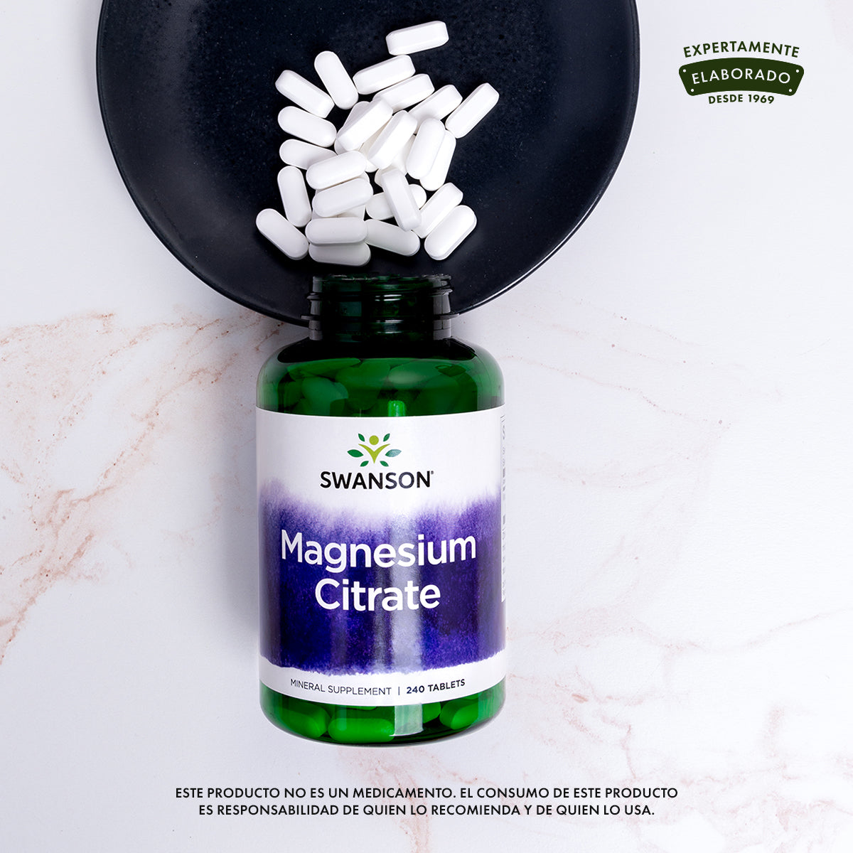 Swanson Suplemento Citrato de Magnesio, 112.5 Mg por tableta, 240 Tabletas para 4 meses