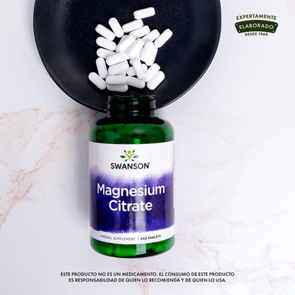 Swanson Suplemento Citrato de Magnesio, 112.5 Mg por tableta, 240 Tabletas para 4 meses