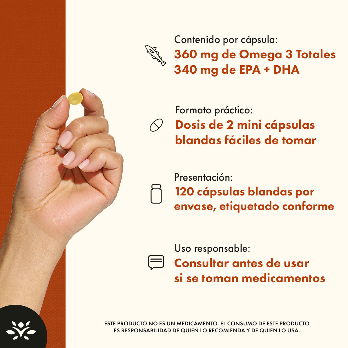 Swanson Suplemento de Omega 3 Alta Concentración 570mg, 120 Cápsulas