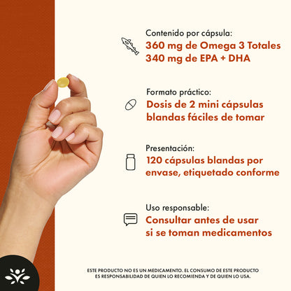 Swanson Suplemento de Omega 3 Alta Concentración 570mg, 120 Cápsulas