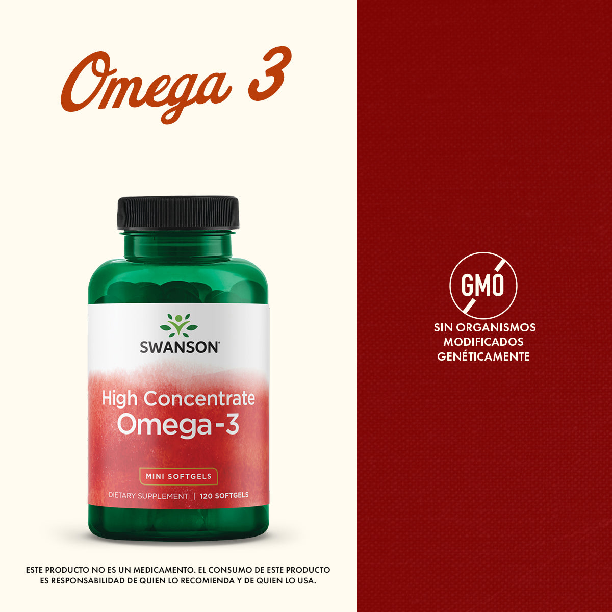 Swanson Suplemento de Omega 3 Alta Concentración 570mg, 120 Cápsulas