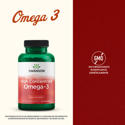 Swanson Suplemento de Omega 3 Alta Concentración 570mg, 120 Cápsulas