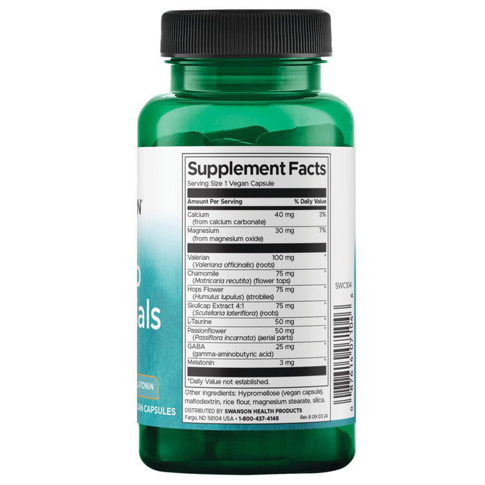 Swanson Suplementos Esenciales GABA y Melatonina, 60 cápsulas