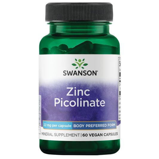 Swanson Suplemento de Zinc Picolinato, 22mg cápsula, 60 cápsulas para 2 meses