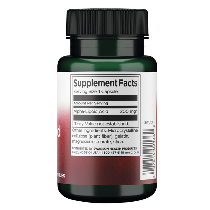 Swanson Suplemento Ácido Alfa Lipoico 300 Mg, 60 cápsulas