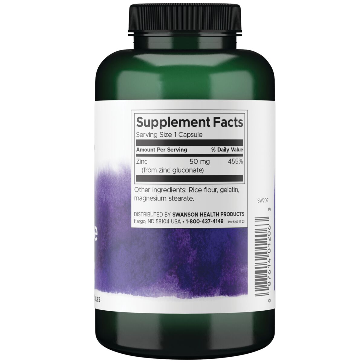 Swanson Suplemento de Gluconato De Zinc, 50 Mg por cápsula, 250 Cápsulas para 8 meses