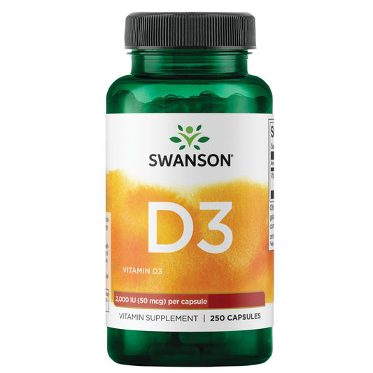 Swanson Vitamina D3, 2000 IU (50 Mcg) por cápsula, 250 cápsulas para 8 meses