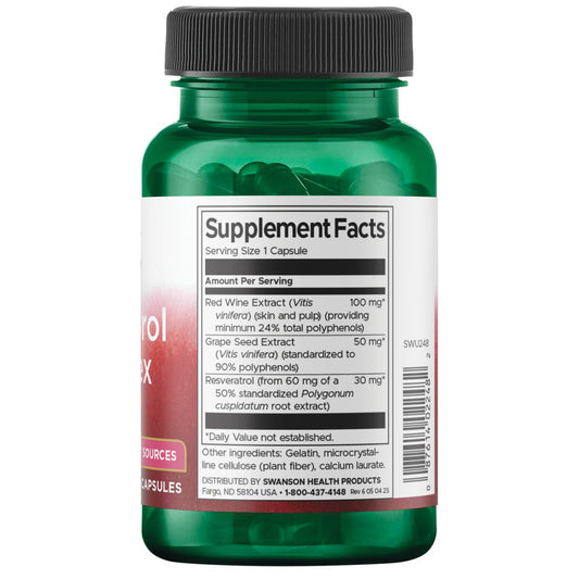 Swanson Suplemento Complejo de resveratrol Resveratrol, 180 Mg por cápsula, 60 Cápsulas para 2 meses