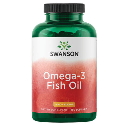 Swanson Omega 3 Aceite de pescado, 150 Cápsulas Sabor Limón