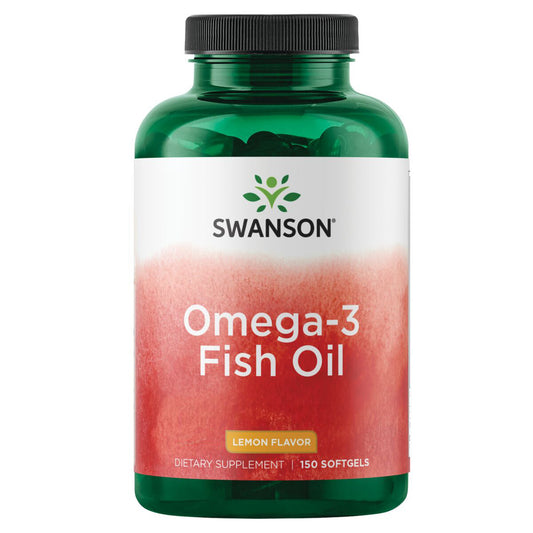 Swanson Omega 3 Aceite de pescado, 150 Cápsulas Sabor Limón