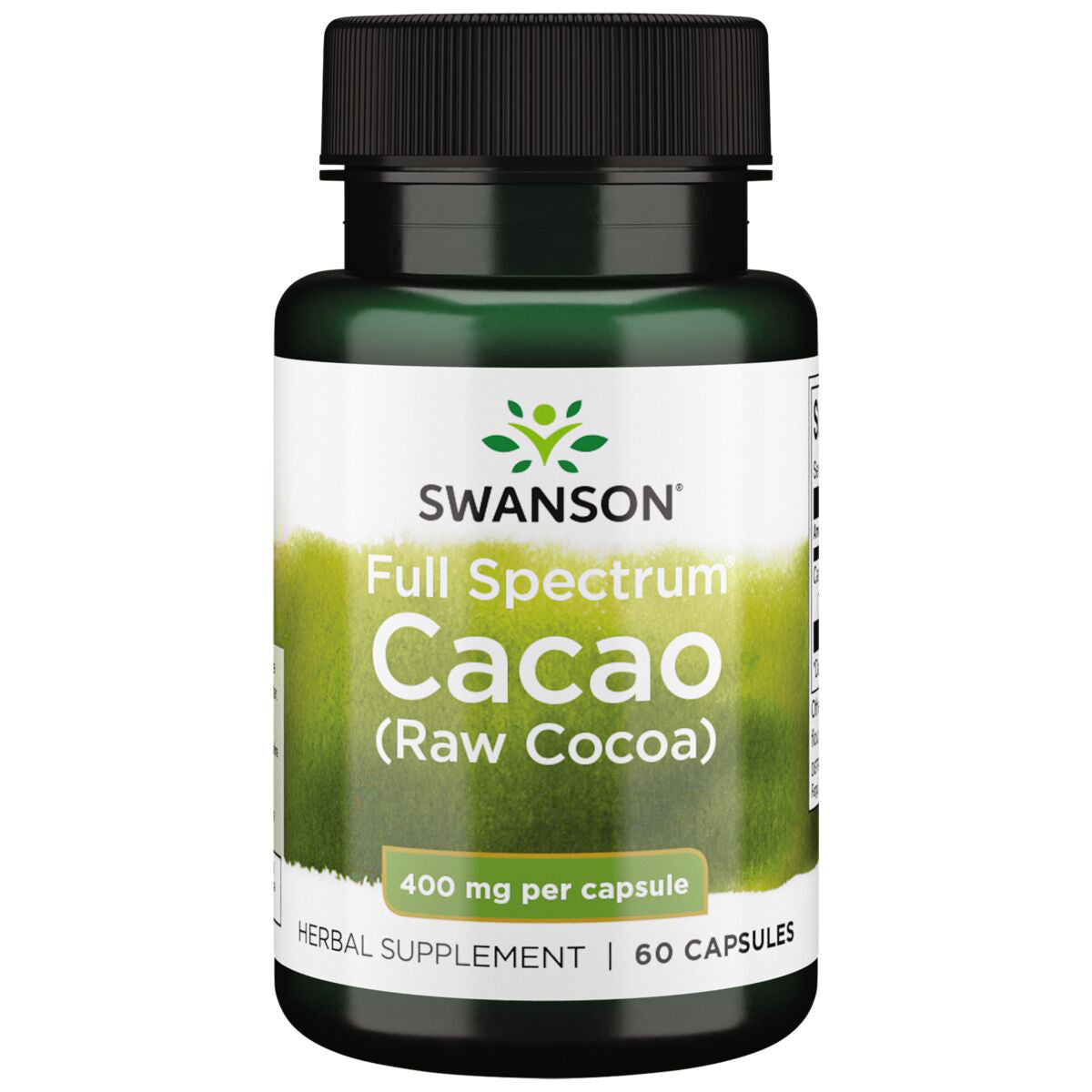 Swanson Suplemento de Cacao de espectro completo (Cacao natural), 400 mg por cápsula, 60 cápsulas